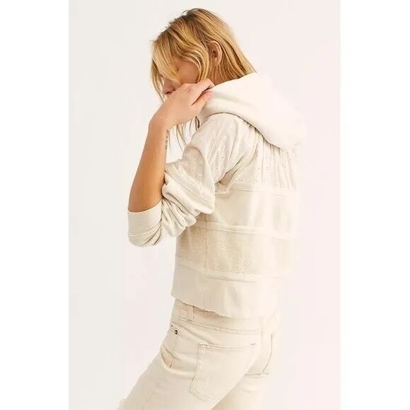 Free People Piper Hooded Pullover  in Ecru S NWT - Picture 14 of 14